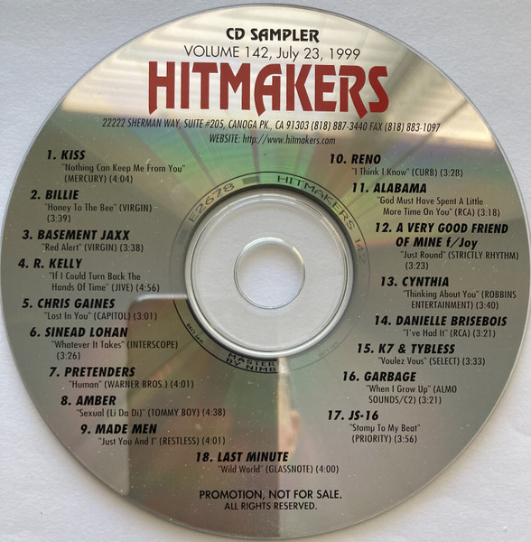 Hitmakers Top 40 CD Sampler Volume 142 July 23, 1999