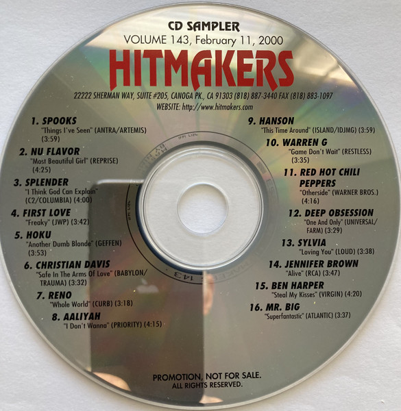 Hitmakers Top 40 CD Sampler Volume 143 February 11, 2000
