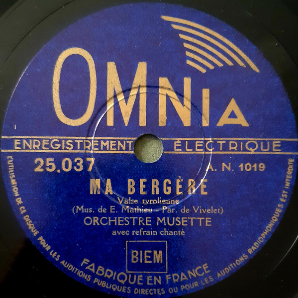Ma Bergère / Tyrolienne Au Bal Musette
