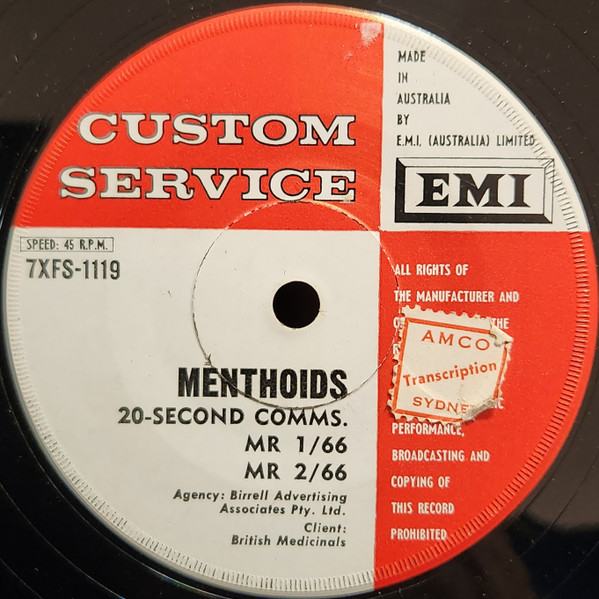Menthoids 20-second Comms. Mr 1/66 Mr 2/66
