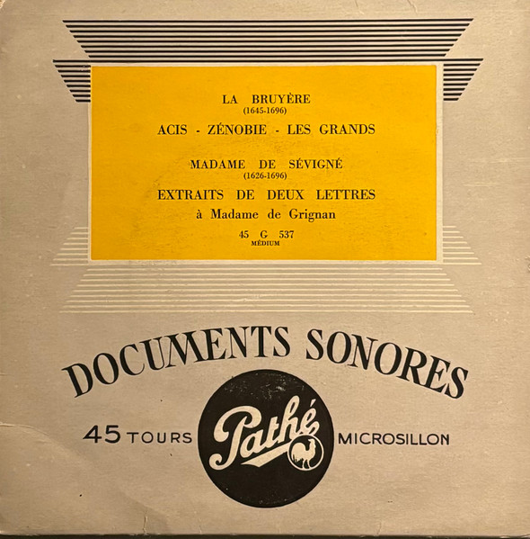 Acis / Zénobie / Les Grands / Extraits de deux lettres