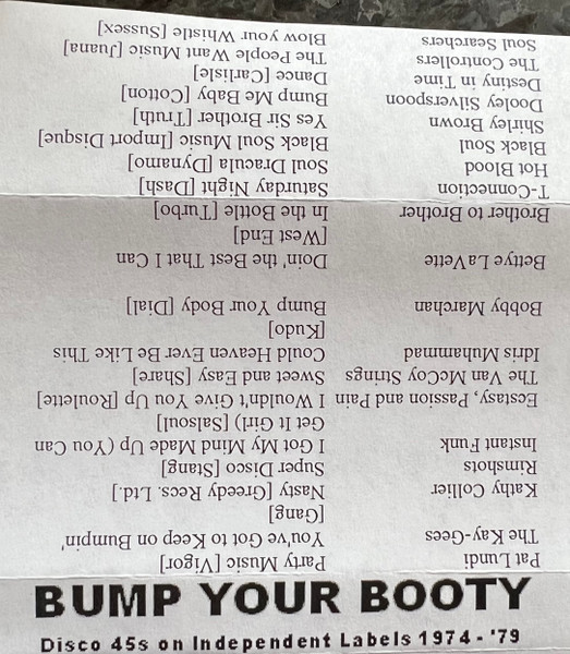 Bump Your Booty - Disco 45s On Independent Labels 1974-'79
