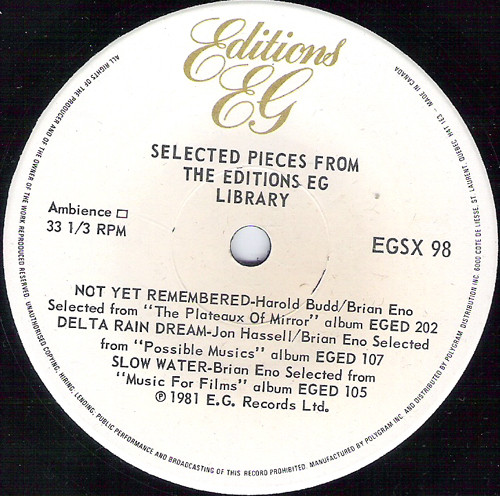 Selected Pieces From The Editions EG Library
