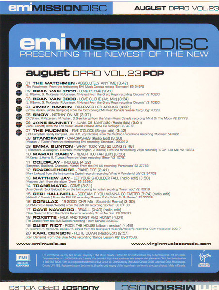 EMI Mission Disc DPRO Vol. 23 Pop (August 2000)