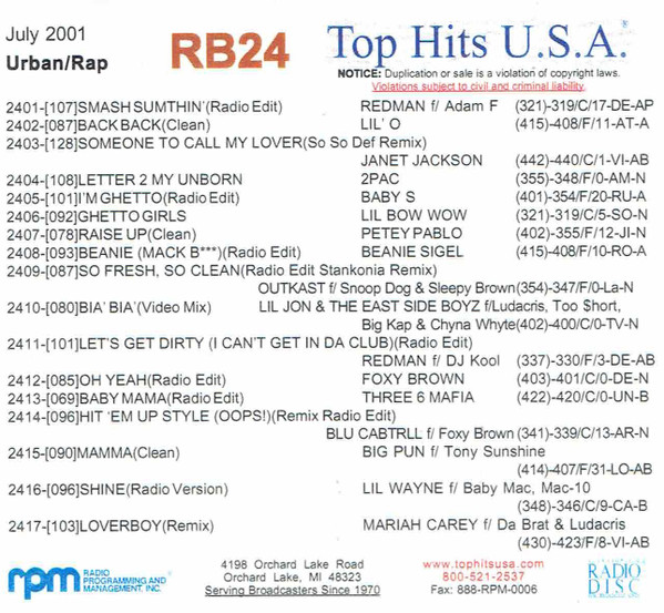 Top Hits U.S.A. July 2001 Urban/Rap