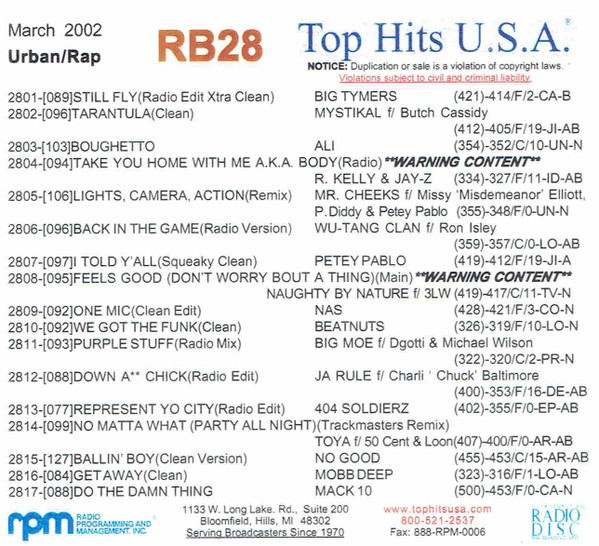Top Hits U.S.A. March 2002 Urban/Rap