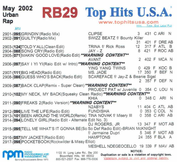 Top Hits U.S.A. May 2002 Urban/Rap