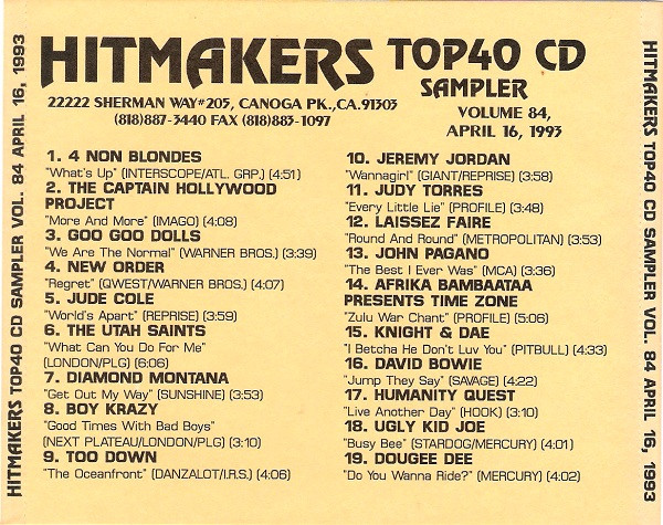 Hitmakers Top 40CD Sampler Vol. 84