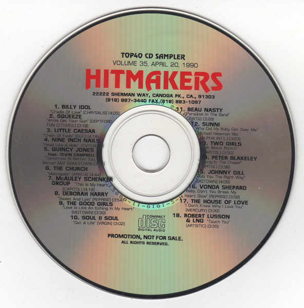 Hitmakers Top 40 CD Sampler Volume 35 April 20, 1990