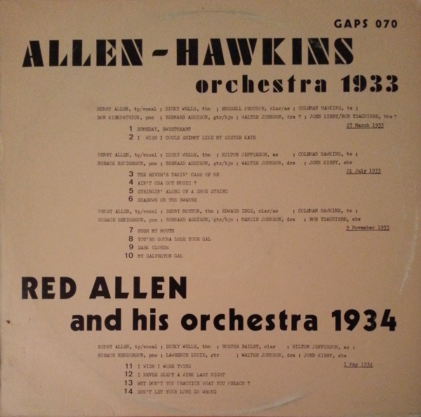 Allen Hawkins Orchestra 1933 / Red Allen And His Orchestrra 1934
