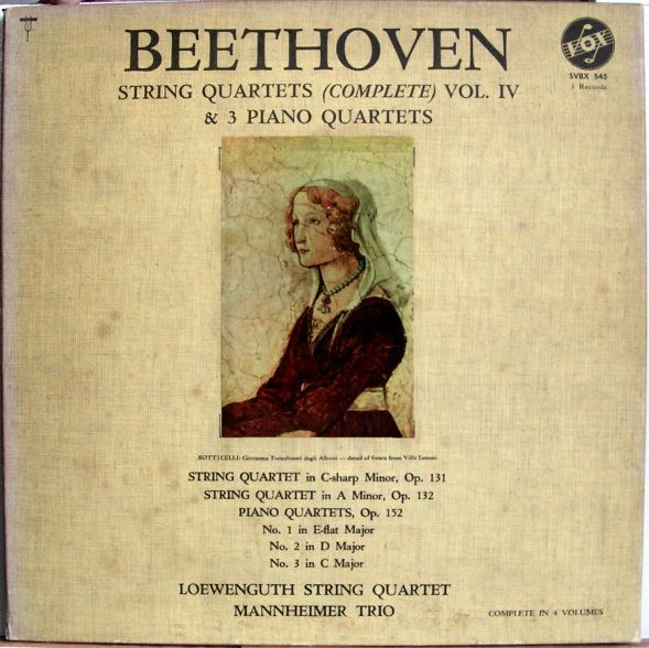 Beethoven String Quartets (Complete) Vol 4 & 3 Piano Quartets