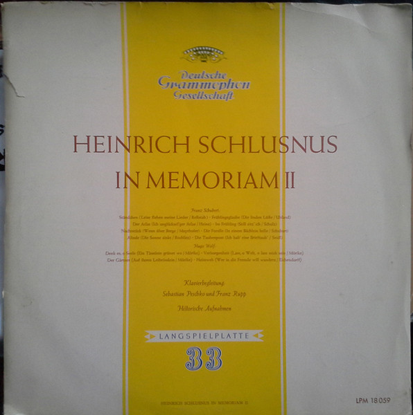 Heinrich Schlusnus In Memoriam II