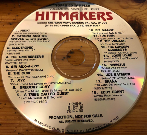 Hitmakers Top 40 CD Sampler Volume 34 March 30, 1990