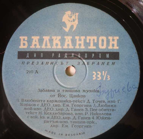 Забавна И Танцова Музика От Йос. Цанков