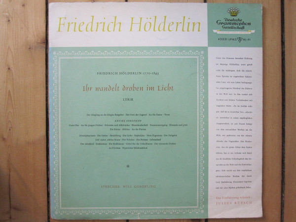 Ihr Wandelt Droben Im Licht (Lyrik)