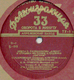 Опера С. Рахманинова "Алеко" и отрывки из поэмы А. Пушкина "Цыганы"