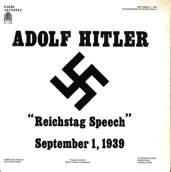 Reichstag Speech September 1, 1939