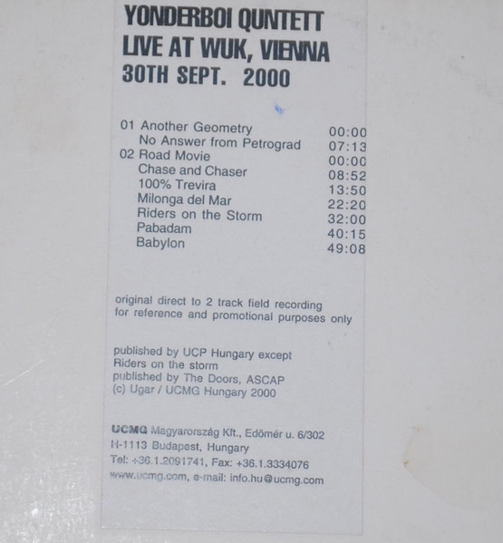Live At Wuk, Vienna 30th Sept 2000