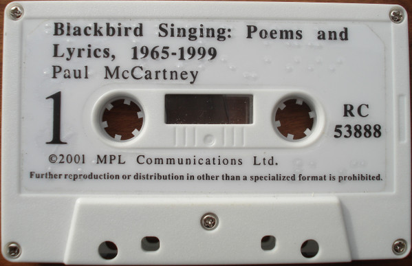 ⠃⠇⠁⠉⠅⠃⠊⠗⠙⠀⠎⠬⠬⠀⠄⠄⠄⠀⠼⠁⠊⠋⠑⠤⠁⠊⠊⠊ = Blackbird Singing: Poems And Lyrics, 1965-1999