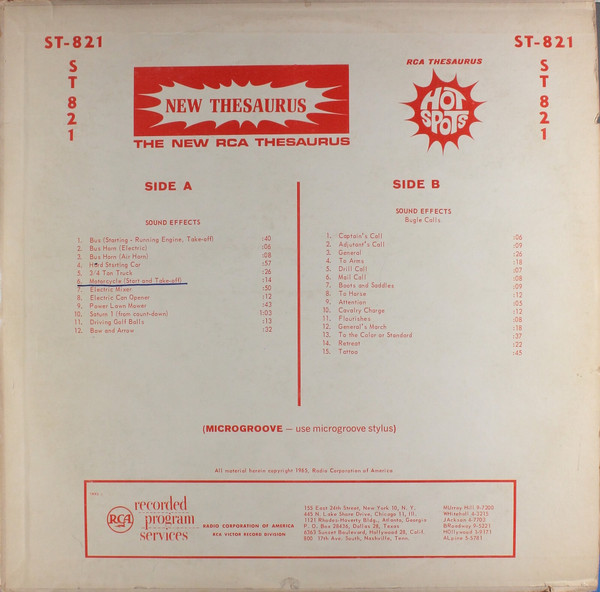 RCA Thesaurus Hot Spots: Sound Effects