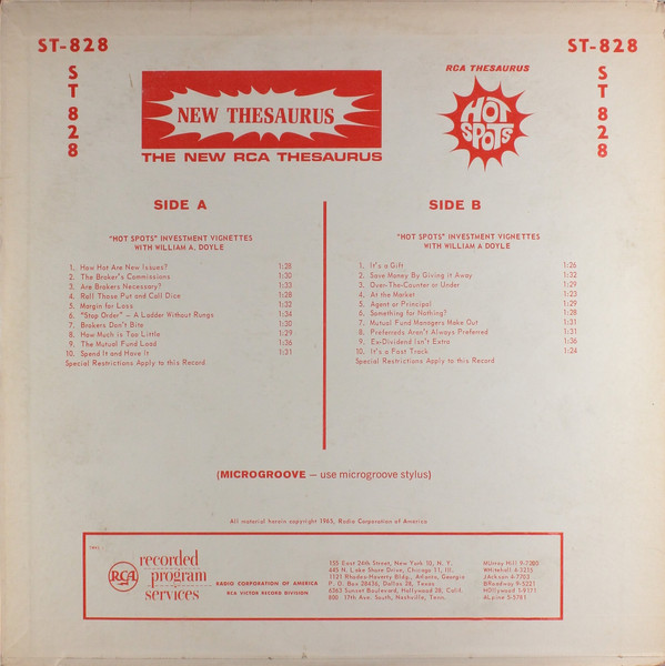 RCA Thesaurus Hot Spots: "Hot Spots" Investment Vignettes With William A. Doyle