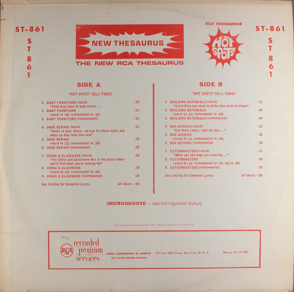 RCA Thesaurus Hot Spots: "Hot Spots" Sell-Tunes