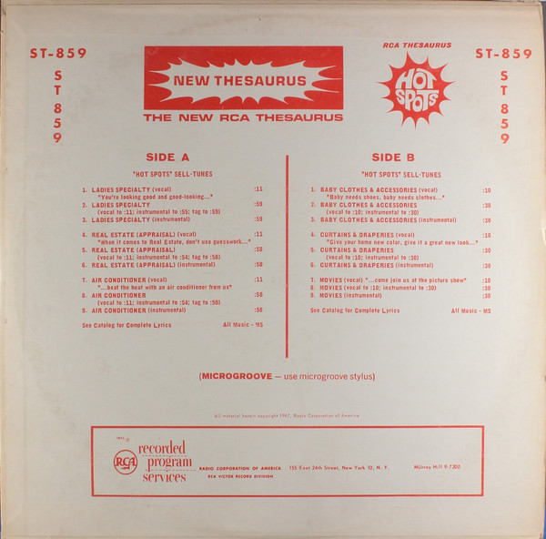 RCA Thesaurus Hot Spots: "Hot Spots" Sell-Tunes