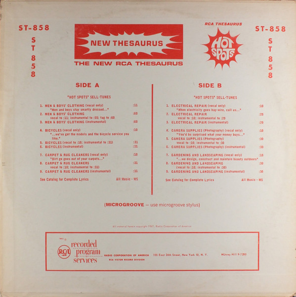 RCA Thesaurus Hot Spots: "Hot Spots" Sell-Tunes