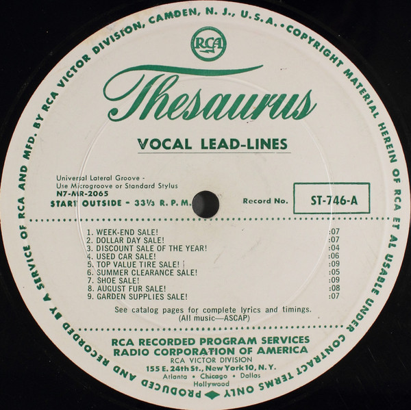 Vocal Lead-Lines / Commercial Fanfares - Instrumental