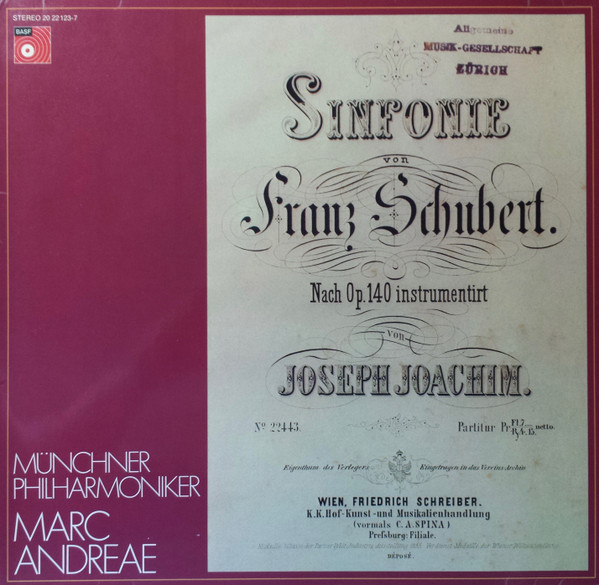Sinfonie C-Dur Nach Op.140 Instrumentiert Von Joseph Joachim
