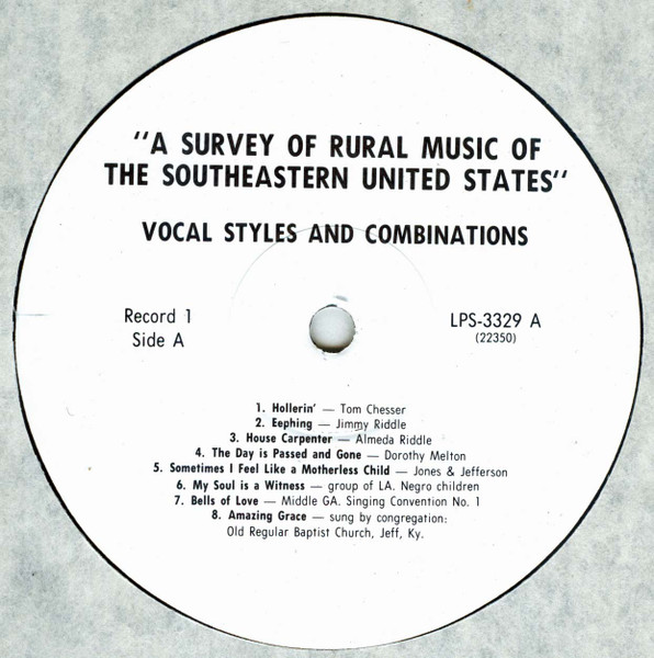 A Survey Of Rural Music Of The Southeastern United States