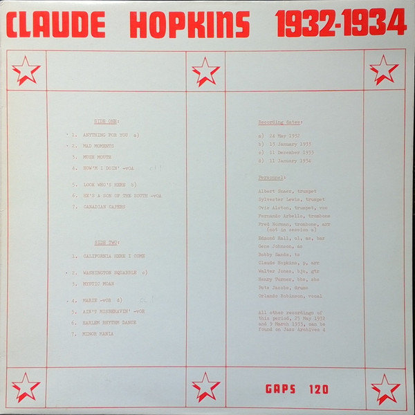 Claude Hopkins 1932-1934