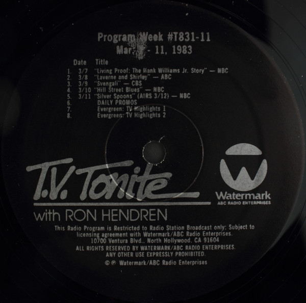 T.V. Tonite With Ron Hendren: Program Week #T831-11