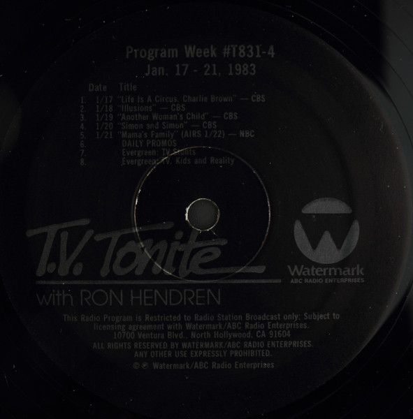 T.V. Tonite With Ron Hendren: Program Week #T831-4