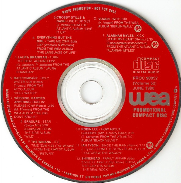 WEA Promotional Compact Disc - Volume 52 - June 1990