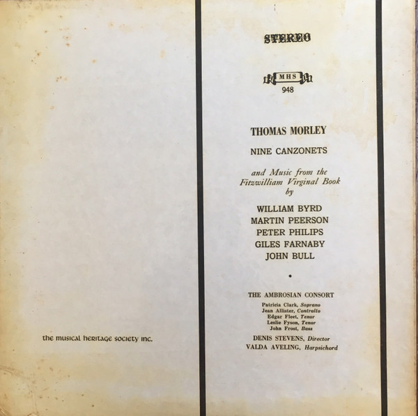 Nine Canzonets And Music From The Fitzwilliam Virginal Book