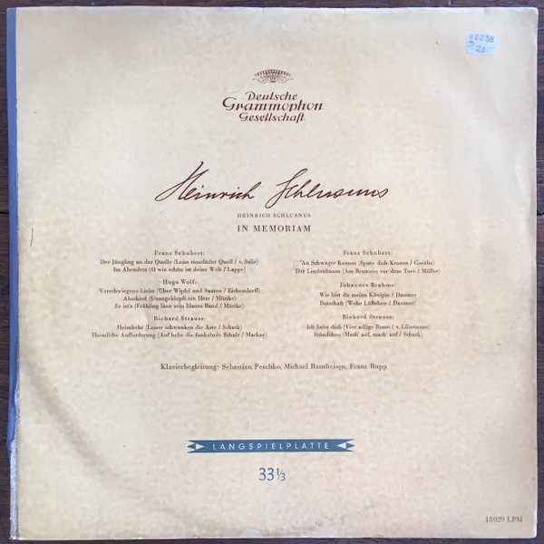 Heinrich Schlusnus - In Memoriam